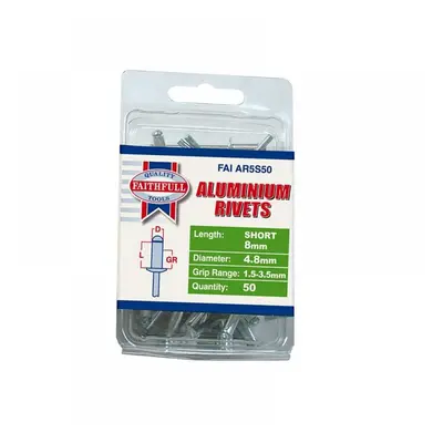 Faithfull Aluminium Rivets 4.8 X 8Mm Short Pre-Pack Of 50