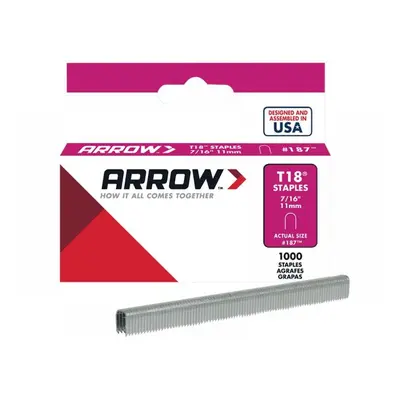 Arrow A187 T18 Staples 11Mm (7/16In) (Box 1000)