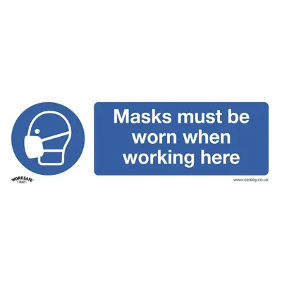 Sealey SS57V10 Mandatory Safety Sign - Masks Must Be Worn - Self-Adhesive Vinyl - Pack Of 10