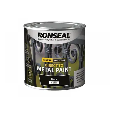 Ronseal 39180 Direct To Metal Paint Black Satin 250Ml