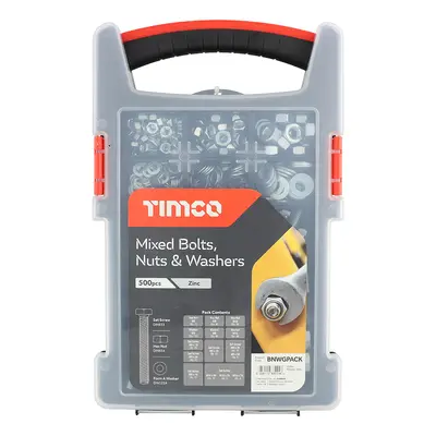 Timco BNWGPACK Mixed Bolts Nuts And Washers Grab Pack - Zinc 500Pcs Pack 500