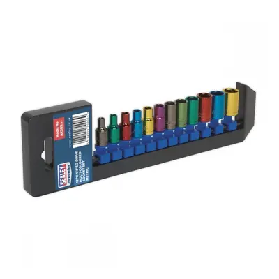 Sealey AK282 Multi-Coloured Socket Set 12Pc 1/4inSq Drive 6Pt Walldrive® Metric