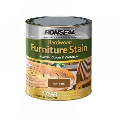 Ronseal 36430 Ultimate Protection Hardwood Garden Furniture Stain Rich Teak 750Ml