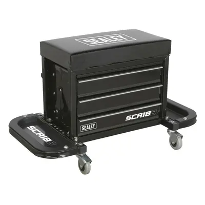 Sealey SCR18B Mechanicfts Utility Seat & Toolbox - Black