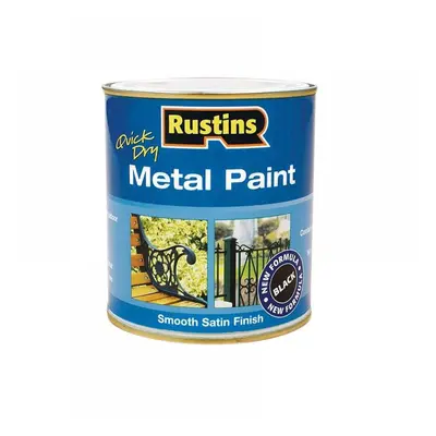 Rustins MPBK500 Quick Dry Metal Paint Smooth Satin Black 500Ml