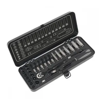 Sealey AK7970 Socket Set 32Pc 1/4inSq Drive 6Pt Walldrive® Metric Black Series