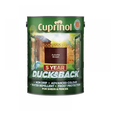 Cuprinol 5092442 Ducksback 5 Year Waterproof For Sheds & Fences Autumn Brown 5 Litre