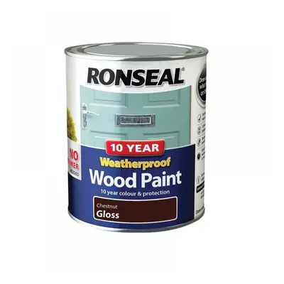 Ronseal 38775 10 Year Weatherproof Wood Paint Chestnut Gloss 750Ml