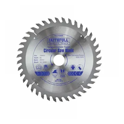 Faithfull FAIZ1504 Tct Circular Saw Blade 150 X 20Mm X 40T Pos