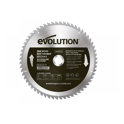 Evolution FW255TCT-60 Fine Wood Mitre/Table Saw Blade 255 X 25.4Mm X 60T