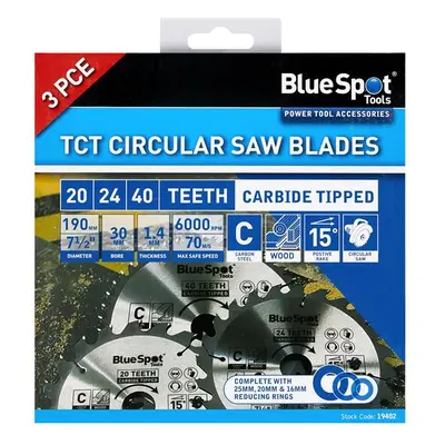 Bluespot Tools 19402 190Mm Circular Saw Blade Set 3 Piece