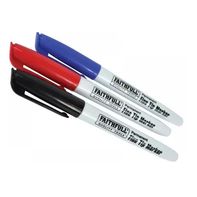 Faithfull Fibre Tip Marker Pen Mixed (Pack 3)