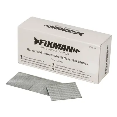 Fixman 974546 Galvanised Smooth Shank Nails 18G 5000Pk 38 X 1.25Mm Each 5000