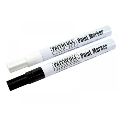 Faithfull Paint Marker Pen Black & White (Pack 2)