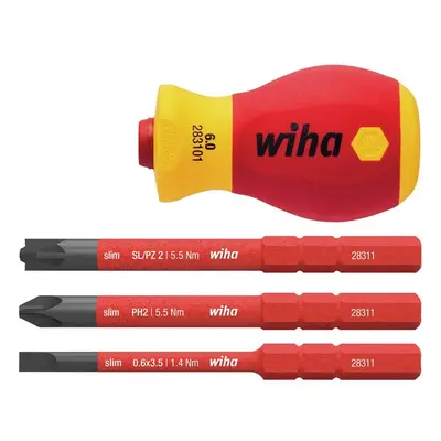 Wiha 41230 Softfinish® Electric Slimvario Stubby Screwdriver Set 4 Piece