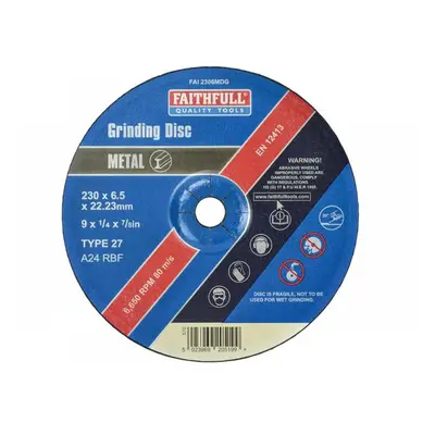 Faithfull Depressed Centre Metal Grinding Disc 230 X 6.4 X 22.23Mm