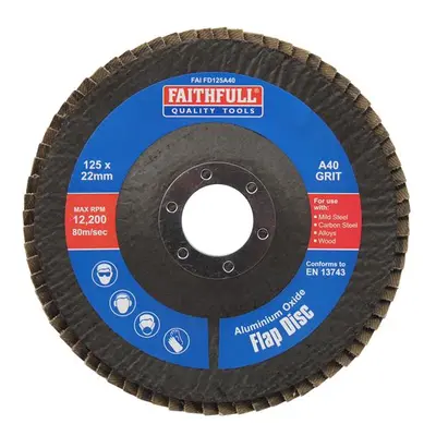 Faithfull Aluminium Oxide Flap Disc 125 X 22Mm 40 Grit