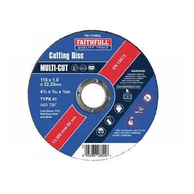 Faithfull Multi-Purpose Cutting Disc 115 X 1.0 X 22.23Mm (Pack 10)