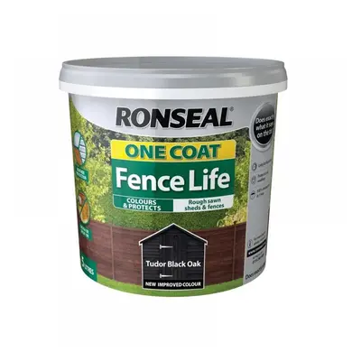 Ronseal 38293 One Coat Fence Life Tudor Black Oak 5 Litre