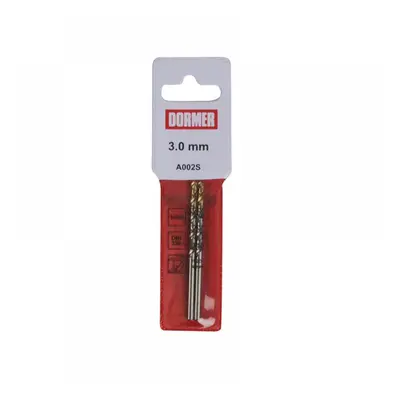 Dormer A002S3.0 A002 Hss-Tin Coated Jobber Drills (2) 3.0Mm Ol:61Mm Wl:33Mm