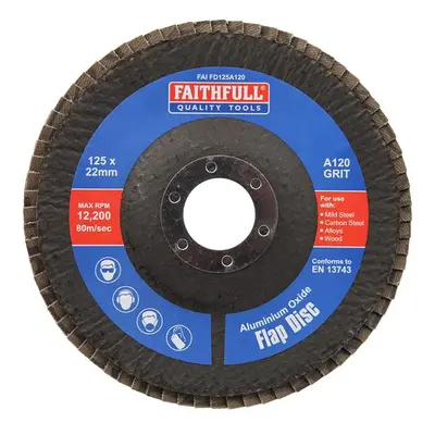 Faithfull Aluminium Oxide Flap Disc 125 X 22Mm 120 Grit