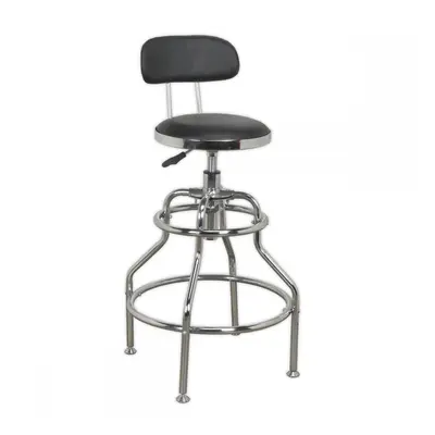 Sealey SCR14 Workshop Stool Pneumatic With Adjustable Height Swivel Seat & Back Rest