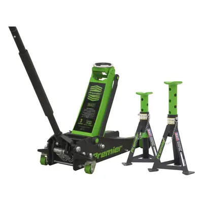 Sealey 3040AGCOMBO1 Trolley Jack 3 Tonne & Axle Stands (Pair) 3 Tonne Per Stand Combo