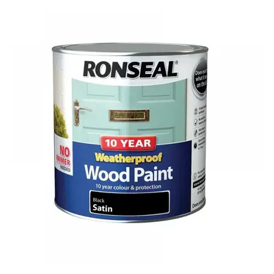 Ronseal 38794 10 Year Weatherproof Wood Paint Black Satin 2.5 Litre