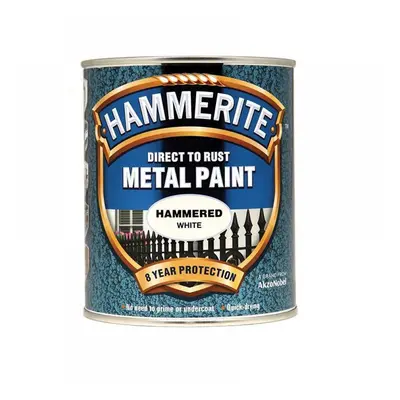 Hammerite 5092971 Direct To Rust Hammered Finish Metal Paint White 750Ml