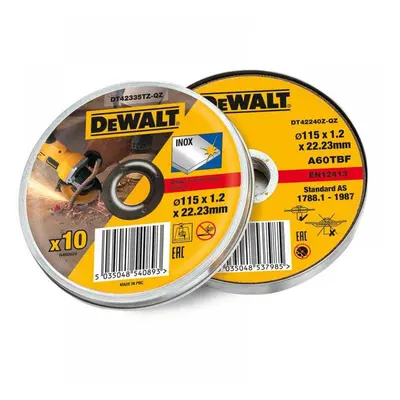 Dewalt DT42335TZ-QZ Dt42335Tz Inox Metal/Stainless Cutting Disc 115 X 1.2 X 22.23Mm (Tin Of 10)