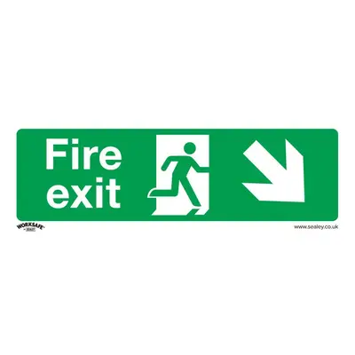 Sealey SS36P10 Safe Conditions Safety Sign - Fire Exit (Down Right) - Rigid Plastic - Pack Of 10