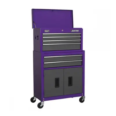 Sealey AP2200BBCP Topchest & Rollcab Combination 6 Drawer With Ball-Bearing Slides - Purple/Grey