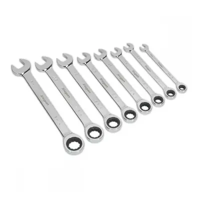 Sealey S0984 Combination Ratchet Spanner Set 8Pc Imperial