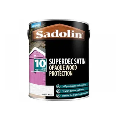 Sadolin 5028827 Superdec Opaque Wood Protection Super White Satin 5 Litre