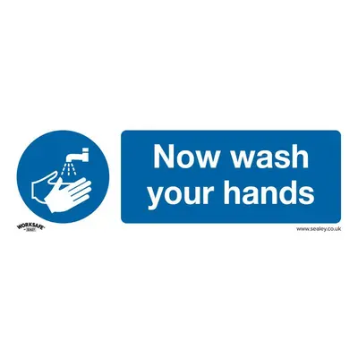 Sealey SS5V10 Mandatory Safety Sign - Now Wash Your Hands - Self-Adhesive Vinyl - Pack Of 10