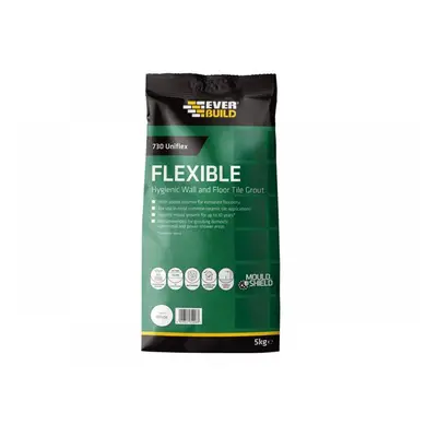 Everbuild Sika 486468 730 Uniflex Hygienic Tile Grout White 5Kg