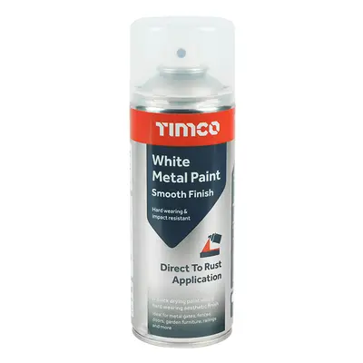 Timco 237007 White Metal Paint - Smooth Finish 380Ml Can 1