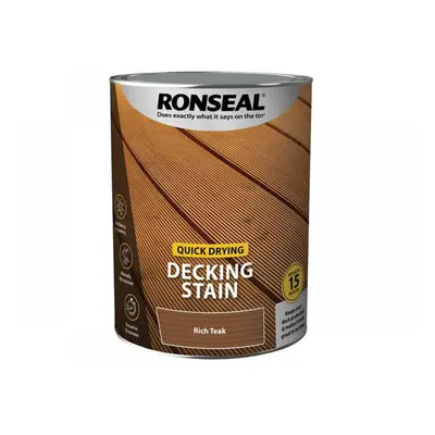 Ronseal 39087 Quick Drying Decking Stain Rich Teak 5 Litre