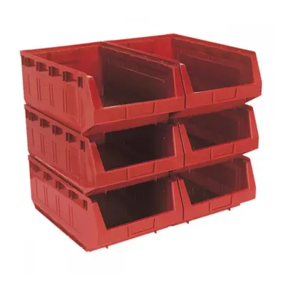 Sealey TPS56R Plastic Storage Bin 310 X 500 X 190Mm - Red Pack Of 6