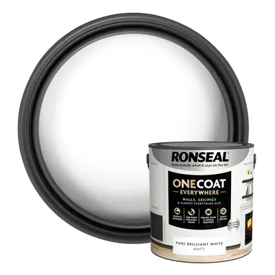 Ronseal One Coat Everywhere Interior Paint Pure Brilliant White Matt 2.5 Litre KCB.7015103.20104