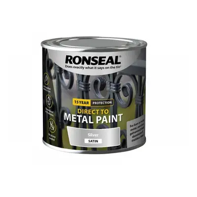 Ronseal 39404 Direct To Metal Paint Silver Satin 250Ml