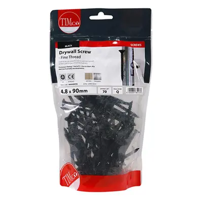 Timco 00090DRYB Drywall Screws - Fine Thread - Ph - Bugle - Black 4.8 X 90 TIMbag 70