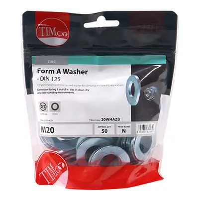 Timco 20WHAZB Form A Washers - Zinc M20 TIMbag 50