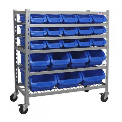 Sealey TPS22 Mobile Bin Storage System 22 Bins