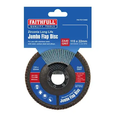 Faithfull Zirconia Abrasive Jumbo Flap Disc A40 115Mm