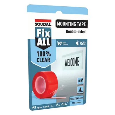 Soudal Fix All® 100% Clear Mounting Tape Clear 1.5M X 19Mm roll 12