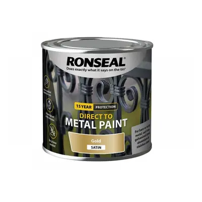 Ronseal 39402 Direct To Metal Paint Gold Satin 250Ml