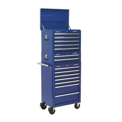 Sealey APSTACKTC Topchest Mid-Box & Rollcab Combination 14 Drawer With Ball-Bearing Slides - Blu