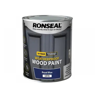 Ronseal 39397 10 Year Weatherproof Wood Paint Royal Blue Satin 750Ml