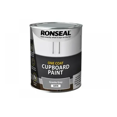 Ronseal 39371 One Coat Cupboard Paint Granite Grey Satin 750Ml